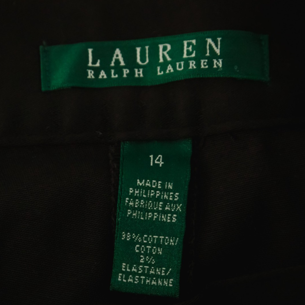Lauren Ralph Lauren Size 14 Brown Spring Classic Straight Leg Cotton Blend Pants - Picture 6 of 8